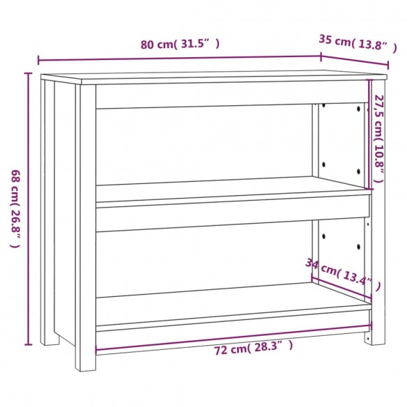 Bibliothèque Blanc 80x35x68 cm Bois de pin massif