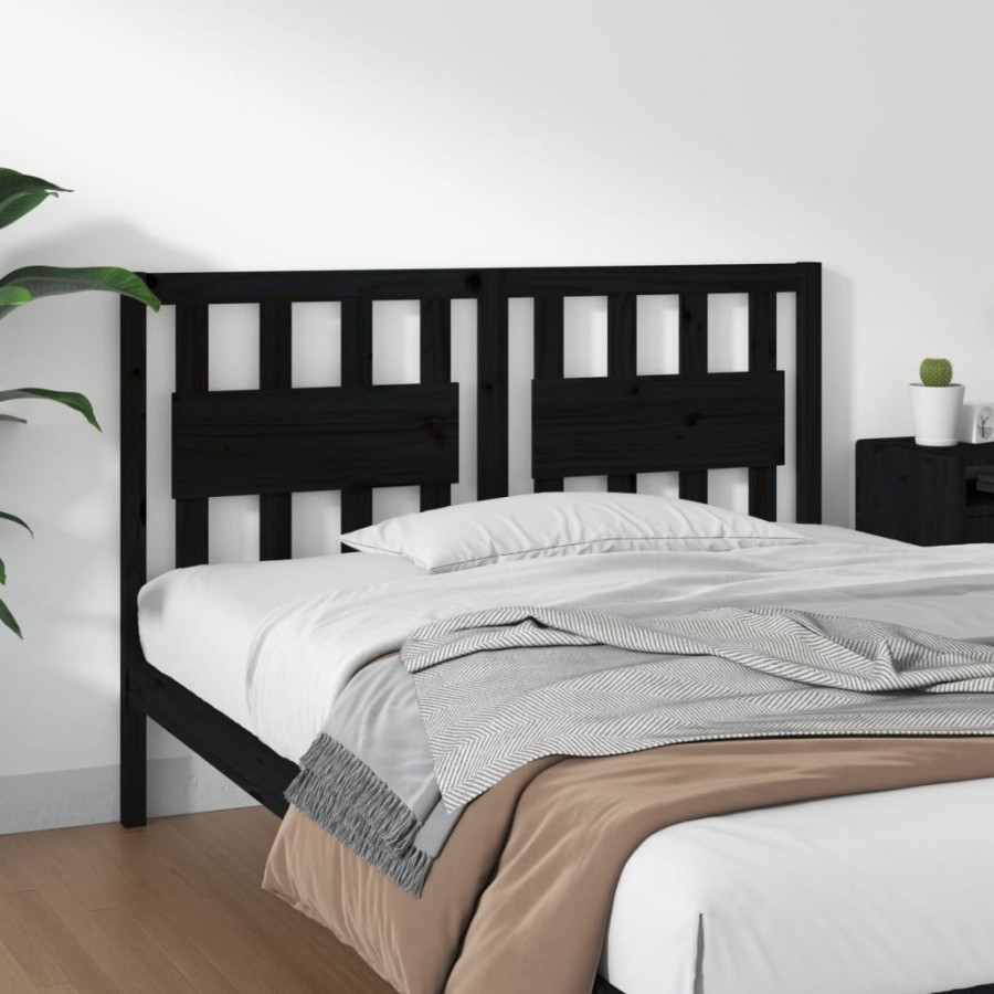 Tête de lit Noir 125,5x4x100 cm Bois massif de pin