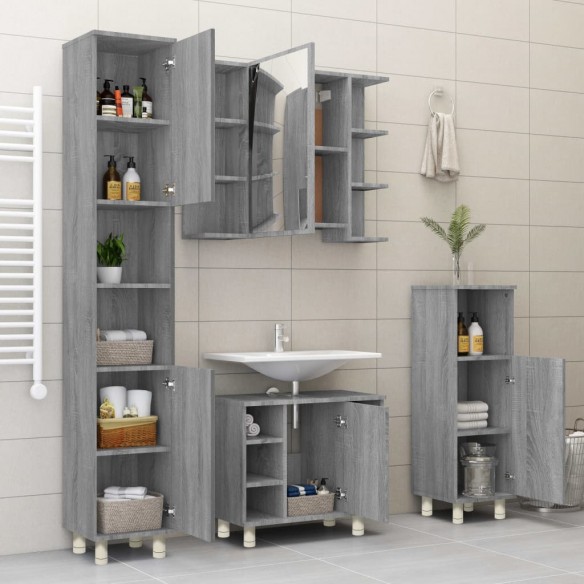 Armoire de bain Sonoma gris 30x30x95 cm Bois d'ingénierie