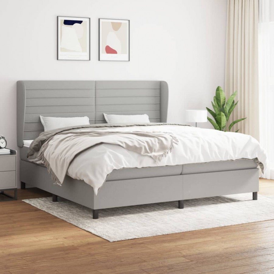 Cadre de lit avec matelas Gris clair 200x200cm Tissu