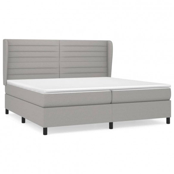 Cadre de lit avec matelas Gris clair 200x200cm Tissu