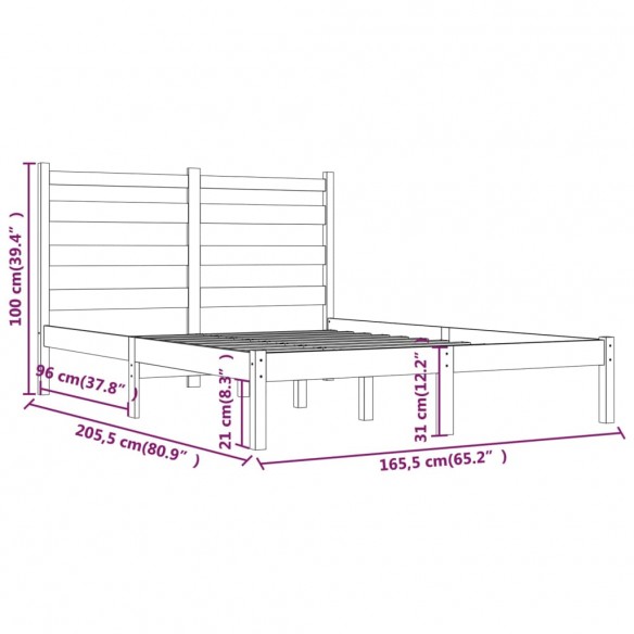 Cadre de lit Blanc Bois de pin massif 160x200 cm