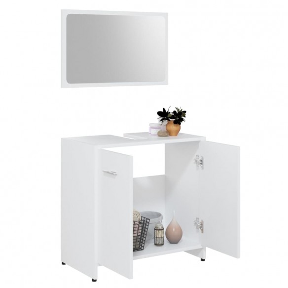 Ensemble de meubles de salle de bain 3 pcs Blanc Aggloméré