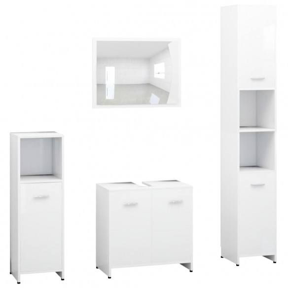 Ensemble de meubles de salle de bain 4 pcs Blanc Aggloméré