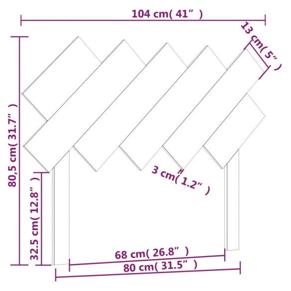 Tête de lit Gris 104x3x80,5 cm Bois massif de pin
