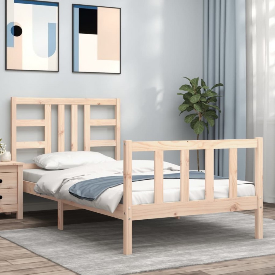 Cadre de lit avec tête de lit 90x190 cm bois massif