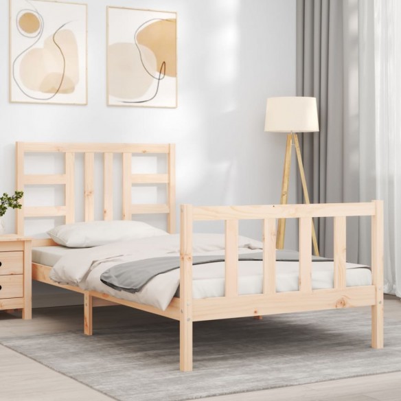 Cadre de lit avec tête de lit 90x190 cm bois massif