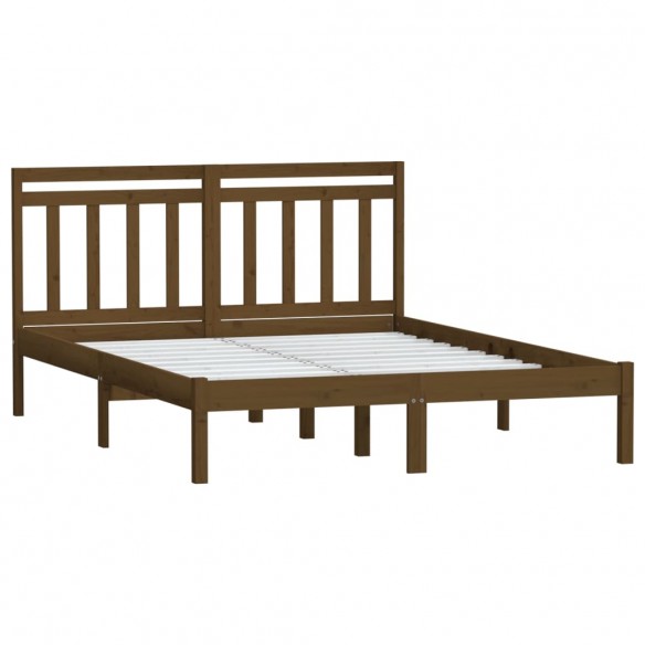 Cadre de lit Marron miel Bois massif 120x190cm Petit Double