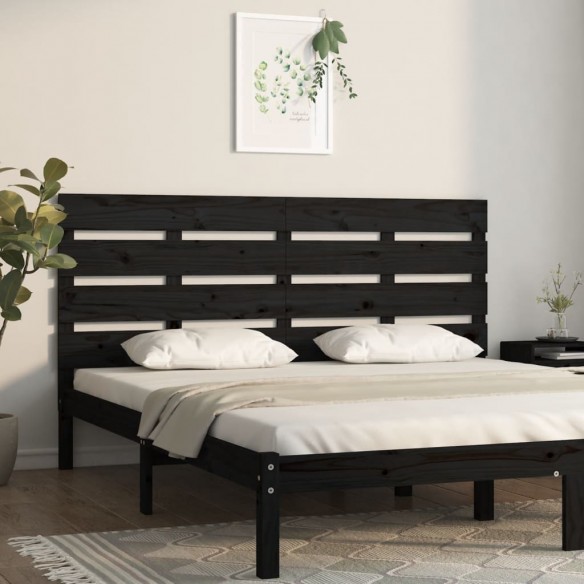 Tête de lit Noir 200x3x80 cm Bois massif de pin