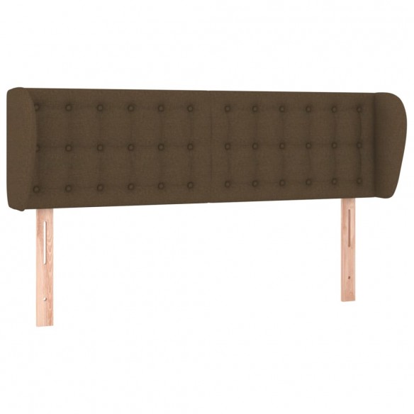 Tête de lit avec oreilles Marron foncé 147x23x78/88 cm Tissu