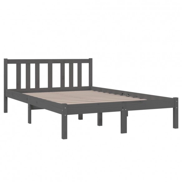 Cadre de lit Gris Bois massif 120x190 cm Petit double