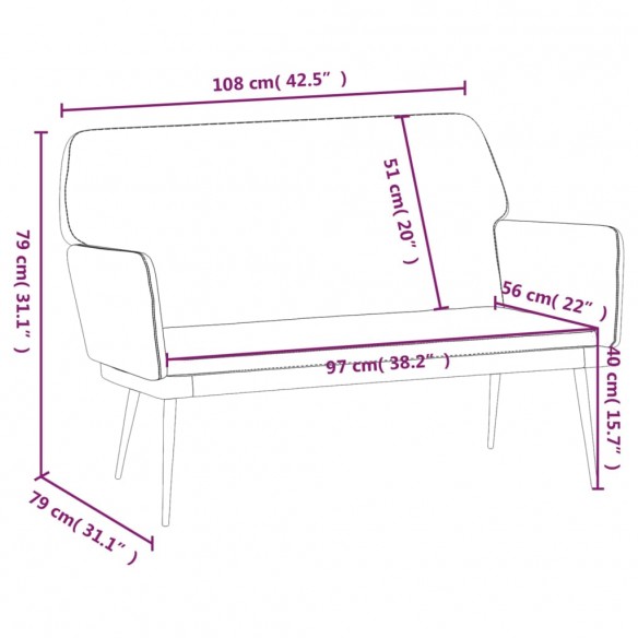 Banc Gris clair 108x79x79 cm Velours