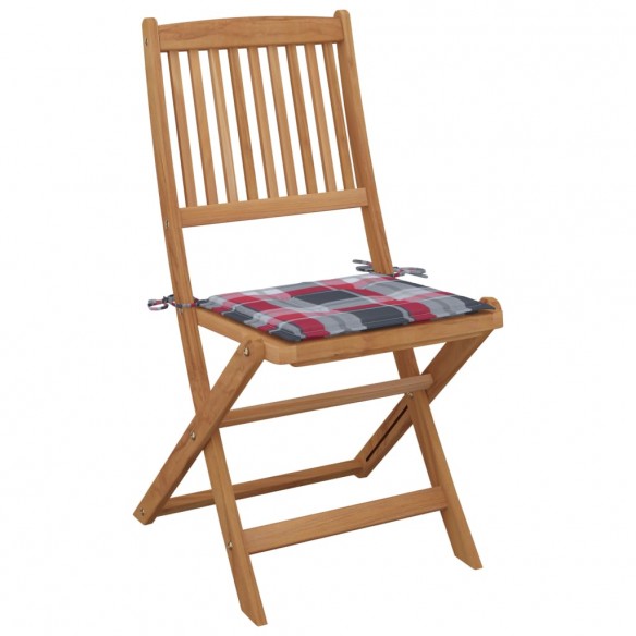 Chaises pliables de jardin 4 pcs avec coussins Bois d'acacia