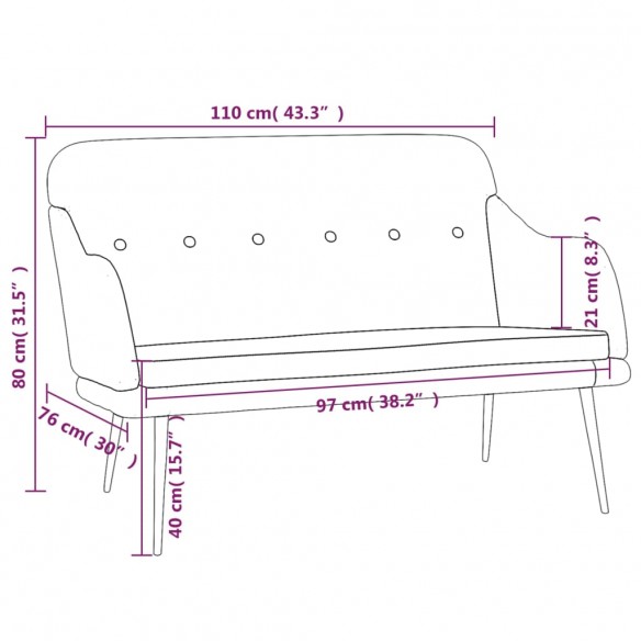 Banc Gris foncé 110x76x80 cm Tissu