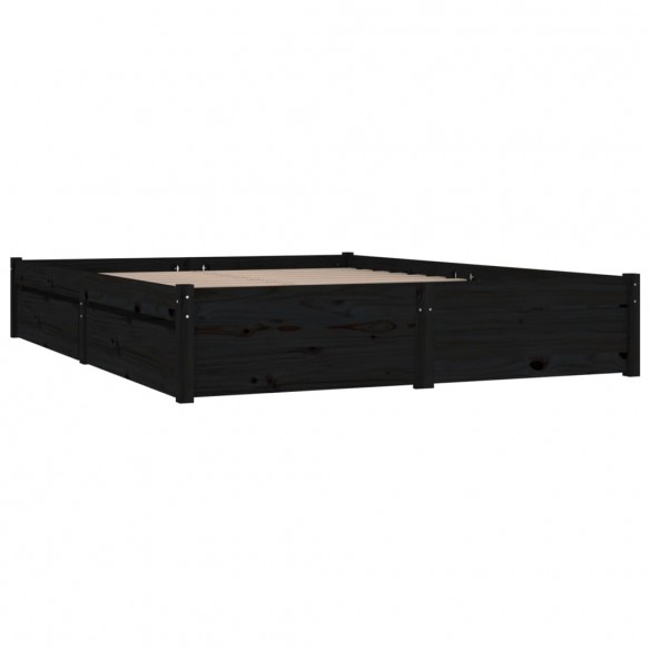 Cadre de lit avec tiroirs Noir 135x190 cm Double