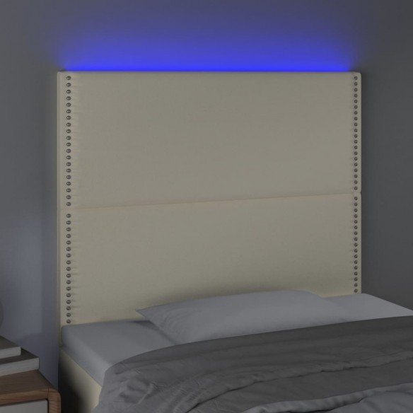 Tête de lit à LED Crème 80x5x118/128 cm Similicuir