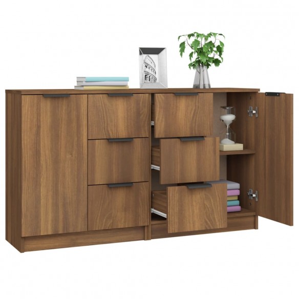 Buffets 2 pcs Chêne marron 60x30x70 cm Bois d'ingénierie