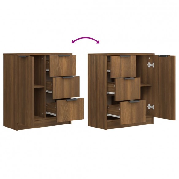 Buffets 2 pcs Chêne marron 60x30x70 cm Bois d'ingénierie