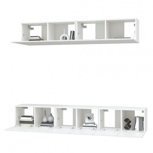 Ensemble de meubles TV 5 pcs Blanc Bois d'ingénierie