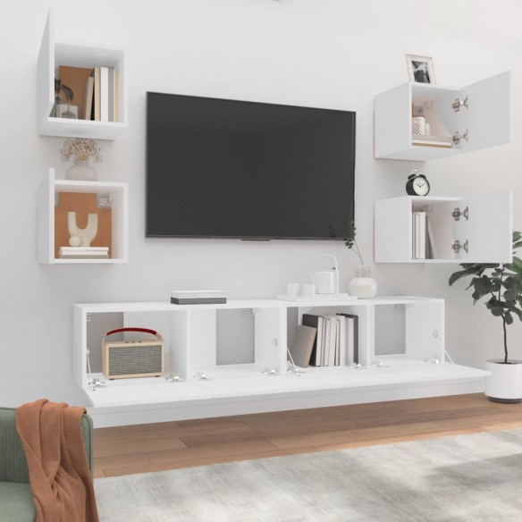 Ensemble de meubles TV 6 pcs Blanc Bois d'ingénierie