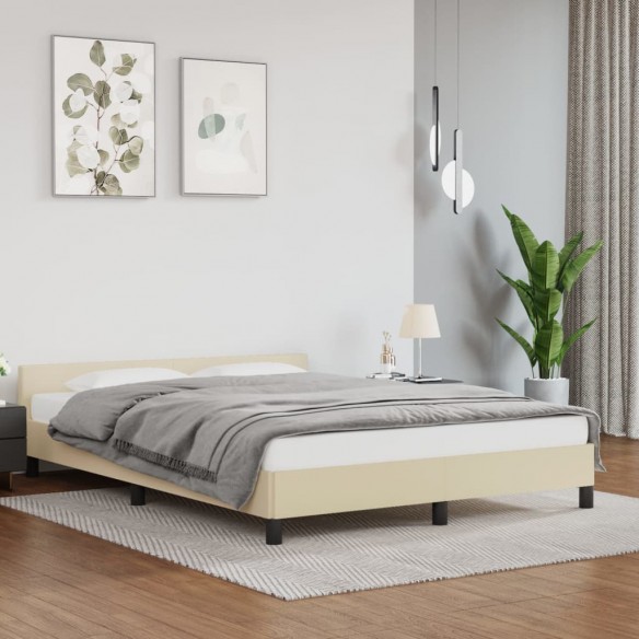 Cadre de lit avec tête de lit Crème 140x200 cm Similicuir