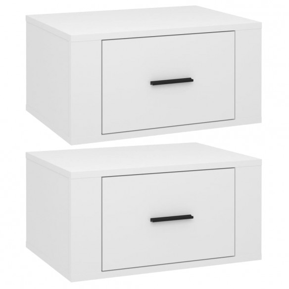 Tables de chevet murales 2 pcs Blanc brillant 50x36x25 cm