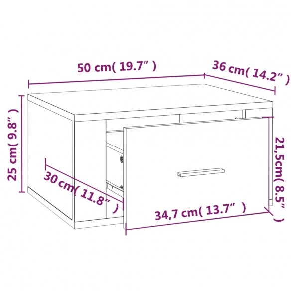 Tables de chevet murales 2 pcs Blanc brillant 50x36x25 cm