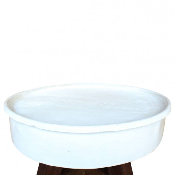 Table basse Bois de récupération massif 60 x 45 cm Blanc