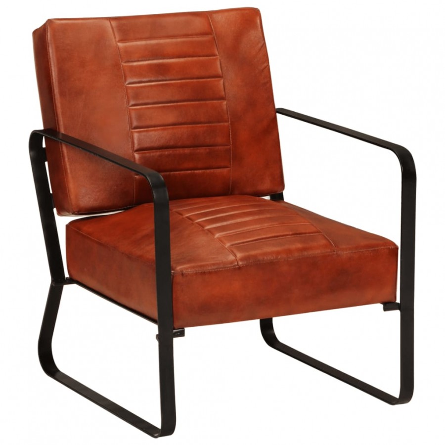 Chaise longue marron 58,5x64x76 cm cuir véritable