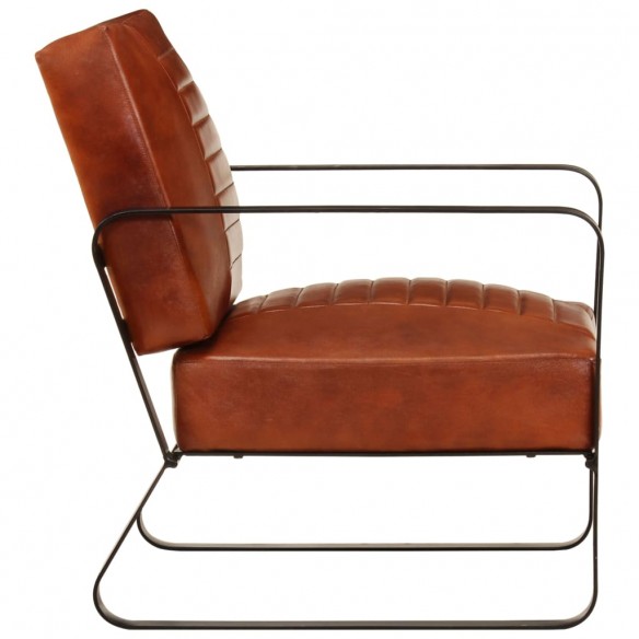 Chaise longue marron 58,5x64x76 cm cuir véritable
