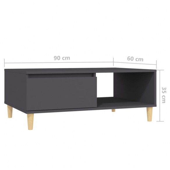 Table basse Gris 90x60x35 cm Aggloméré