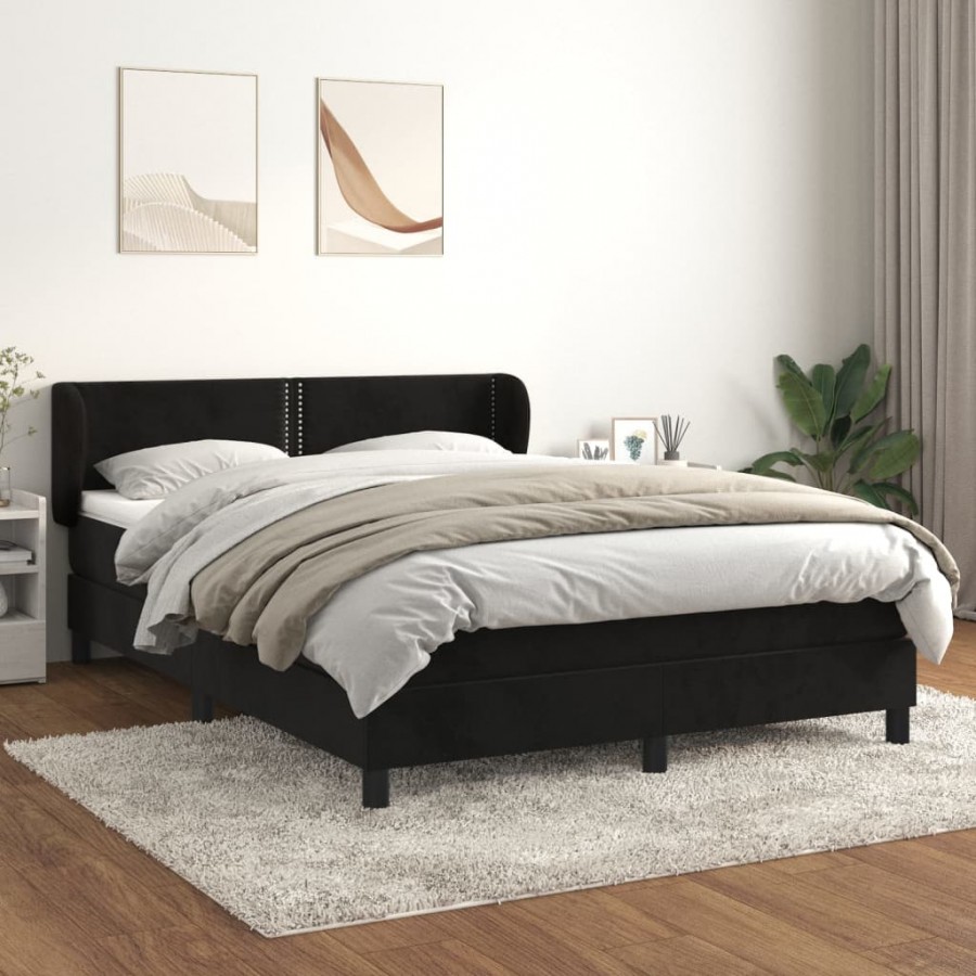 Cadre de lit avec matelas Noir 140x200 cm Velours