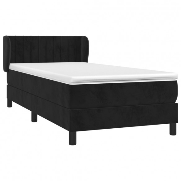 Cadre de lit avec matelas Noir 90x190 cm Velours