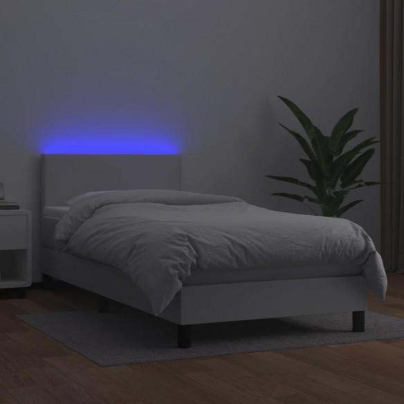 Sommier à lattes de lit avec matelas et LED Blanc 90x190cm