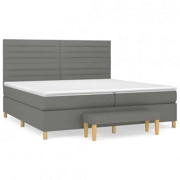 Cadre de lit avec matelas Gris foncé 200x200cm Tissu