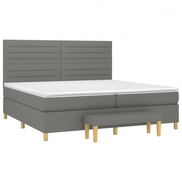 Cadre de lit avec matelas Gris foncé 200x200cm Tissu