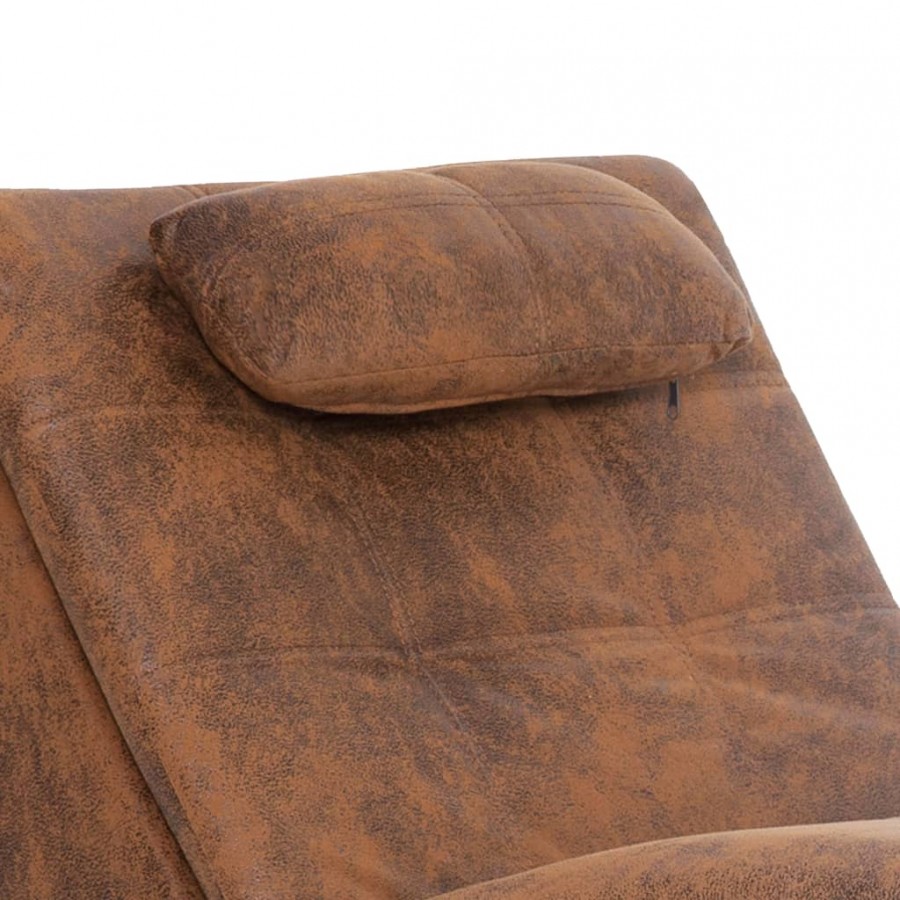 Chaise longue de massage avec oreiller Marron Similicuir daim Chaise longue de massage avec oreiller Marron Similicuir daim