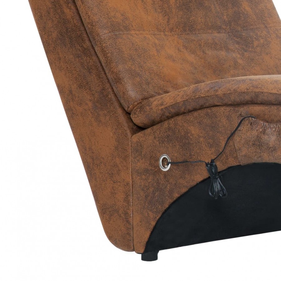 Chaise longue de massage avec oreiller Marron Similicuir daim Chaise longue de massage avec oreiller Marron Similicuir daim