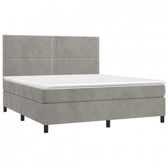 Cadre de lit et matelas Gris clair 160x200cm Velours