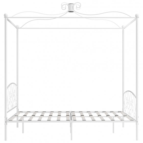 Cadre de lit à baldaquin Blanc Métal 160 x 200 cm
