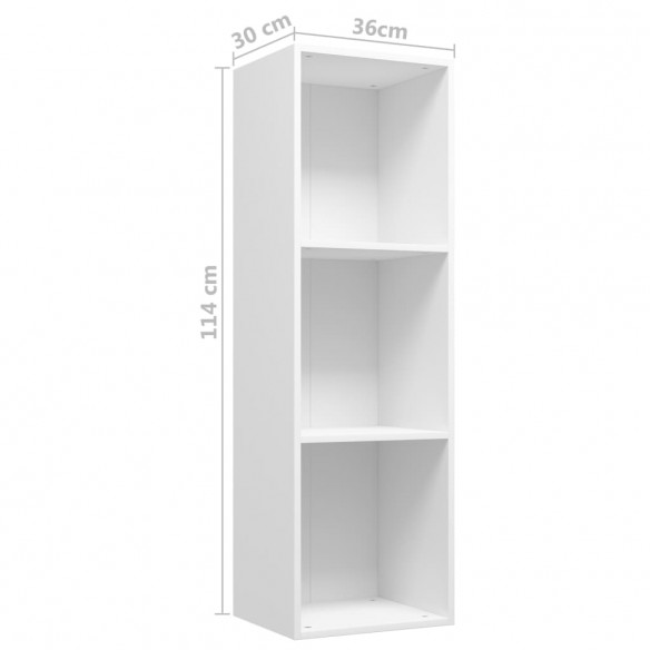 Bibliothèque/Meuble TV Blanc 36x30x114 cm Bois d'ingénierie