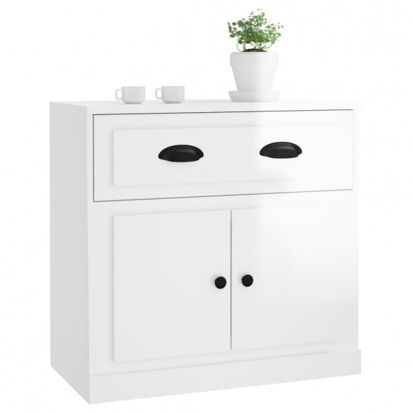 Buffet blanc brillant 70x35,5x67,5 cm bois d'ingénierie