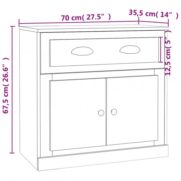 Buffet blanc brillant 70x35,5x67,5 cm bois d'ingénierie