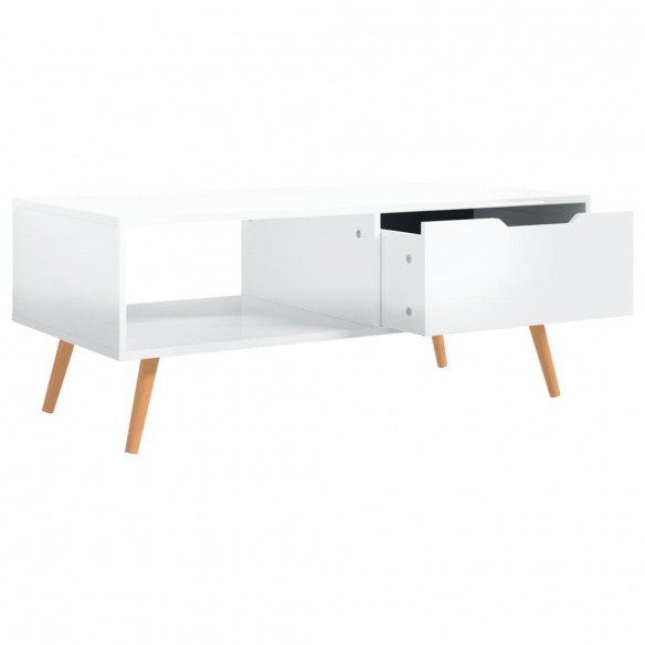 Table basse Blanc brillant 100x49,5x43 cm Aggloméré