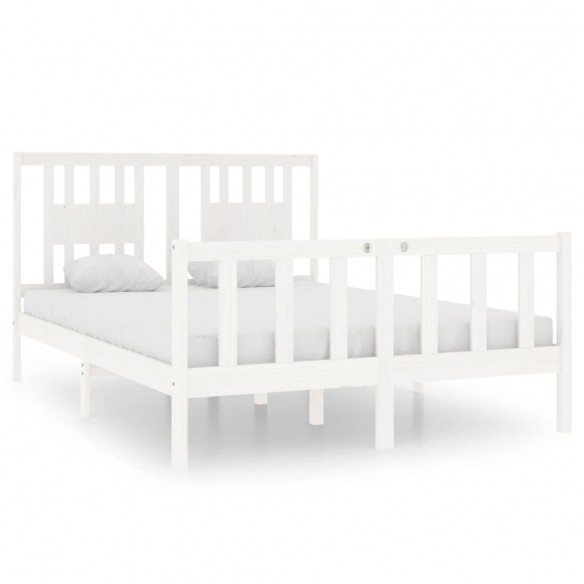 Cadre de lit Blanc Bois massif 135x190 cm Double