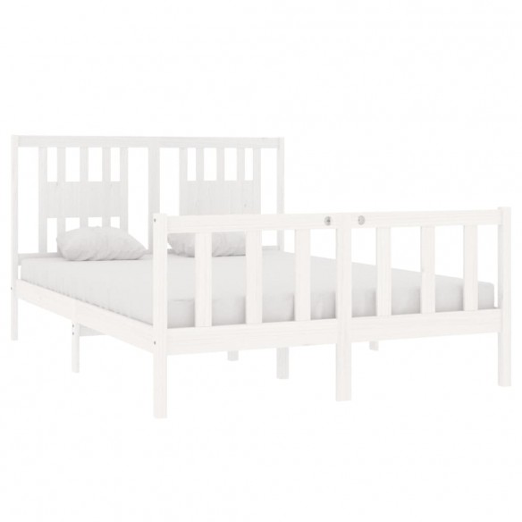 Cadre de lit Blanc Bois massif 135x190 cm Double