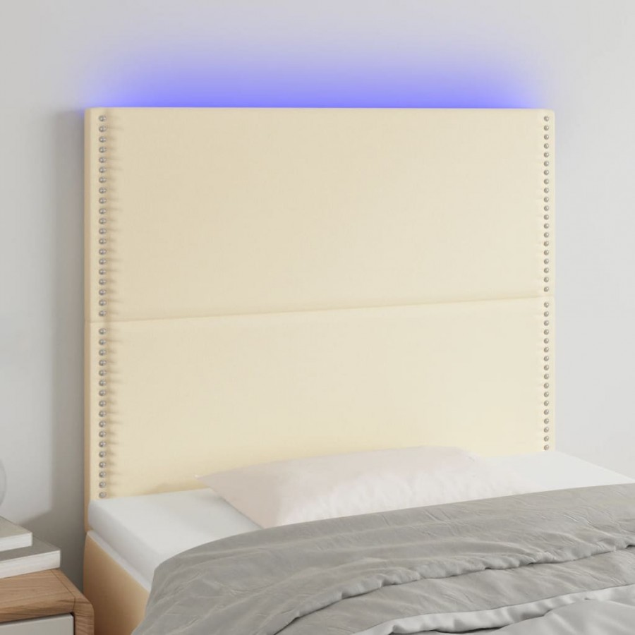 Tête de lit à LED Crème 90x5x118/128 cm Similicuir