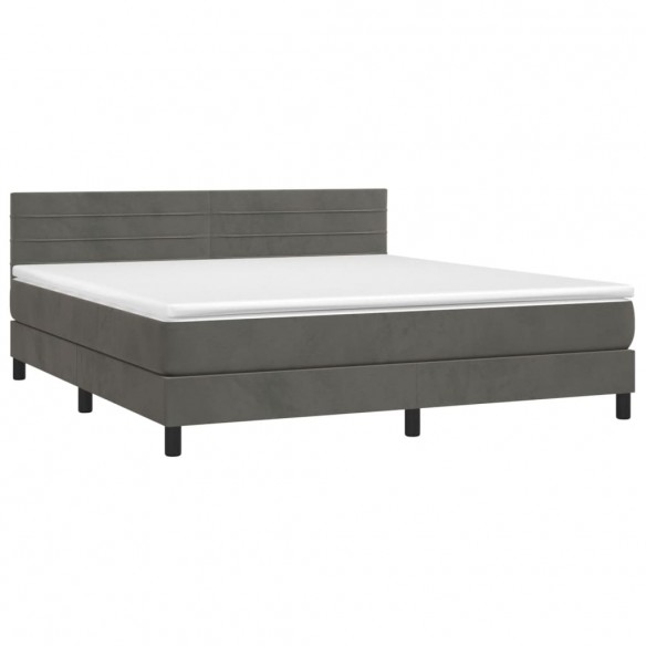 Cadre de lit et matelas Gris foncé 180x200cm Velours