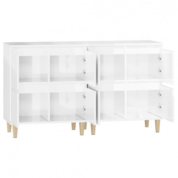 Buffets 2 pcs blanc brillant 60x35x70 cm bois d'ingénierie