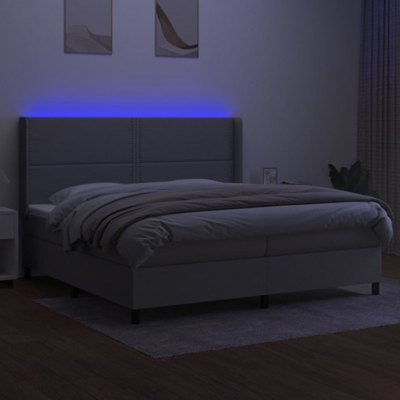 Sommier à lattes de lit matelas LED Gris clair 200x200 cm Tissu